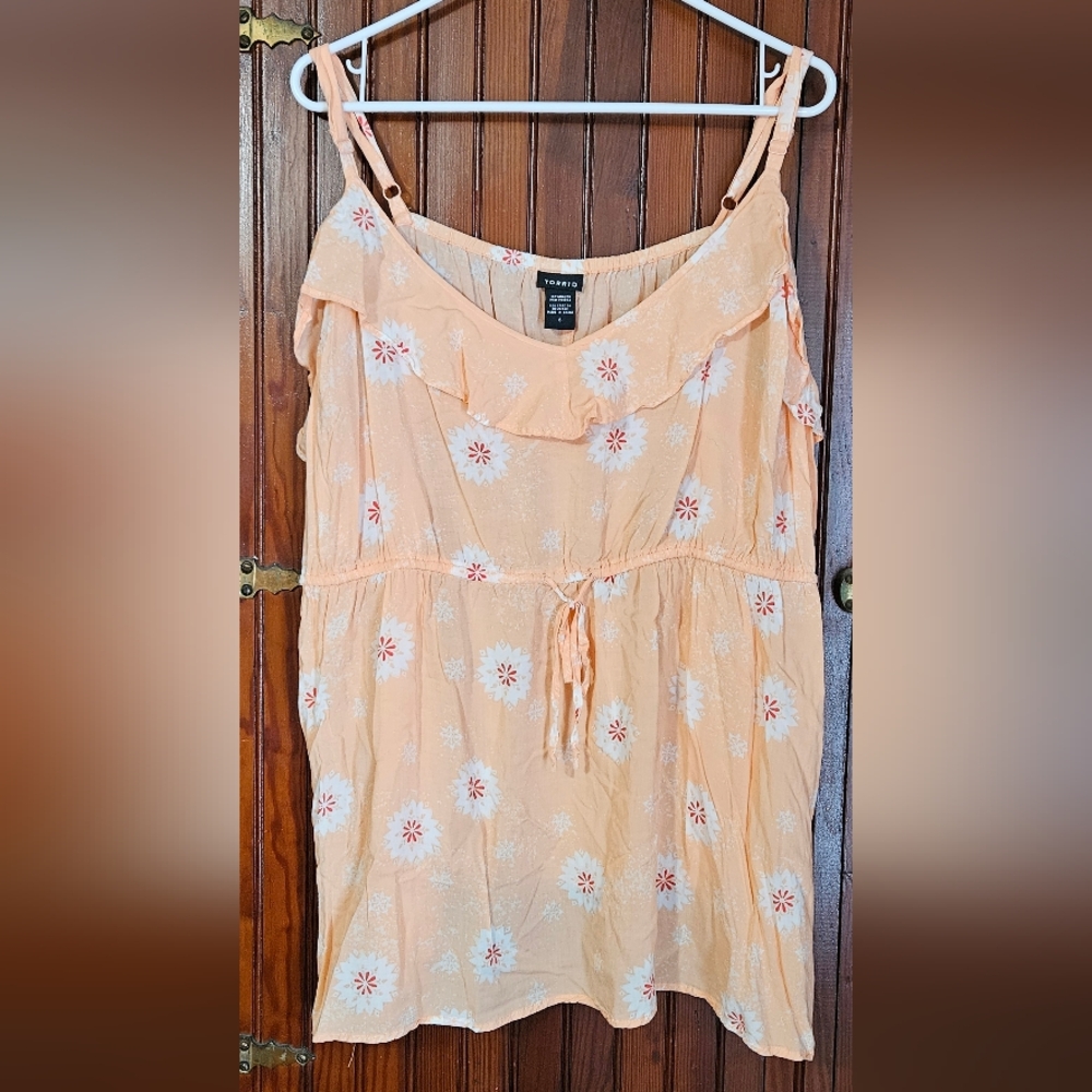 Torrid Peach and White Floral Dress